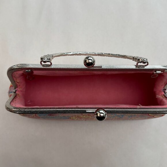 Vintage Pearly Pink Jacquard Handbag - Picture 4 of 12